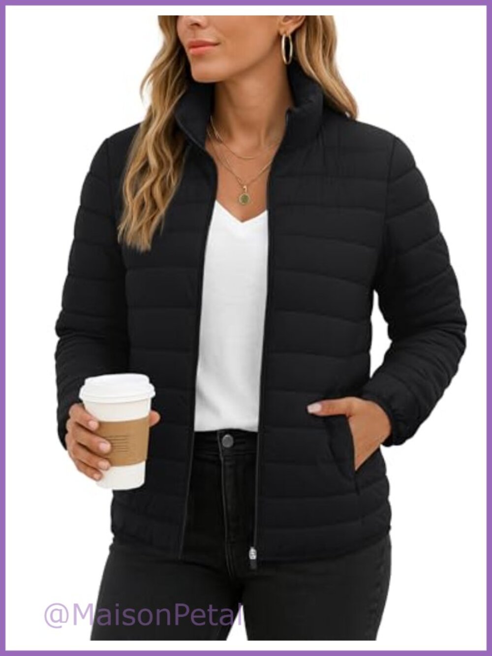 TACVASEN Women's Quilted Packable Lightweight Puffer Jacket Zip Up Coat